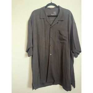Tommy Bahama Mens XXL Silk Camp Shirt Black Short Sleeve Button Down 134-T34181